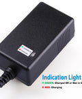 Close-up of 24V 1500mA Electric Scooter Charger For Razor E100 with charging indicator lights and 3-prong connector