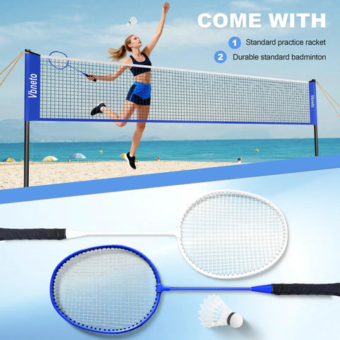 Portable Badminton Set With Anti Sag Net System Pro Grade Regulation Size 20 Foot By 5 Foot Easy Setup Durable Outdoor Net