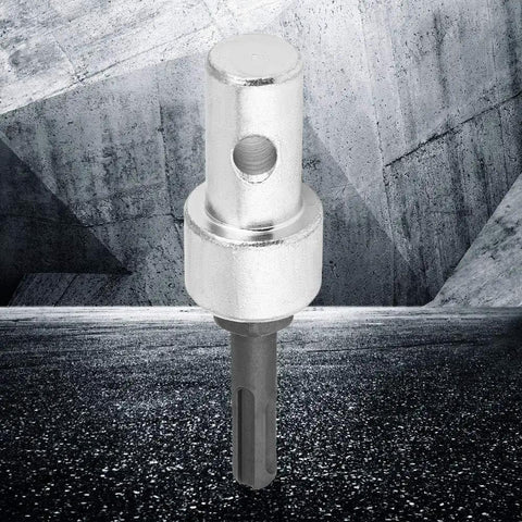 Drill Bit Adapter For Electric Drills To Earth Auger Connector Arbor Round Shank To Threaded Chuck, metallic close-up