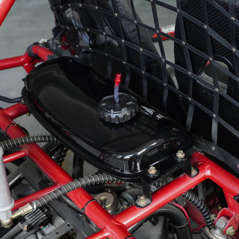 Gas Tank With Cap Petcock Vent For 150cc And 250cc Go Karts And Mini Bikes Durable Replacement Fuel Tank mounted on frame