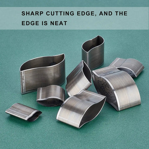 Leaf Shape Leather Punch Set with 8 Size Die Cutters on green surface, Durable Carbon Steel Cutting Tools for DIY Leather Craft