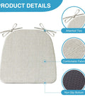 Set Of 4 Dining Chair Cushions Non Slip 17 By 16 Inch 2 Inch Thick With Ties D Shaped Beige Indoor Kitchen Chair Pads details