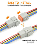 8 Pin Deutsch DT Waterproof Electrical Butt Connectors Kit For Car Truck Boat, 2 Sets With DT04-8P DT06-8S, 16 AWG Wires visible