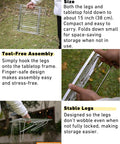 Expandable Slim Camping Rack Foldable Gear Shelf for Tent, Car, and RV Camping shown with tool-free assembly and stable legs.