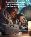 Family using Pocket Sized Power Station With LiFePO4 Battery, 89.6Wh, 100W Continuous Output And 200W Peak during storm at home.