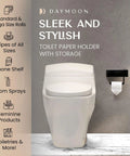 Toilet Paper Holder With Shelf And Storage Black Wall Mount Bathroom Organizer beside modern toilet