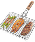 Deep Stainless Steel Grill Basket With 3 Section Dividers And Detachable Handle For Fish Meat Veggies And Shrimp Outdoor BBQ Grilling Accessory Easy Cleanup Great Gift For Dad
