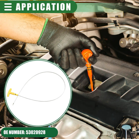 Mechanic uses Engine Oil Dipstick Indicator Replacement For Dodge Ram 1500 1997 To 2002 5.9L V8, with yellow gauge