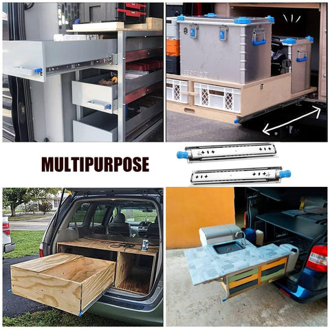 Locking Telescopic Drawer Runners With Full Extension For Cabinets And Cupboards Heavy Duty Metal Slides In 12 Inch 26 Inch And 60 Inch Lengths Blue Front Lock Handle Replacement For Deep Drawers 300mm And 12 Inch Compatible, multipurpose use in cabinets and vehicles