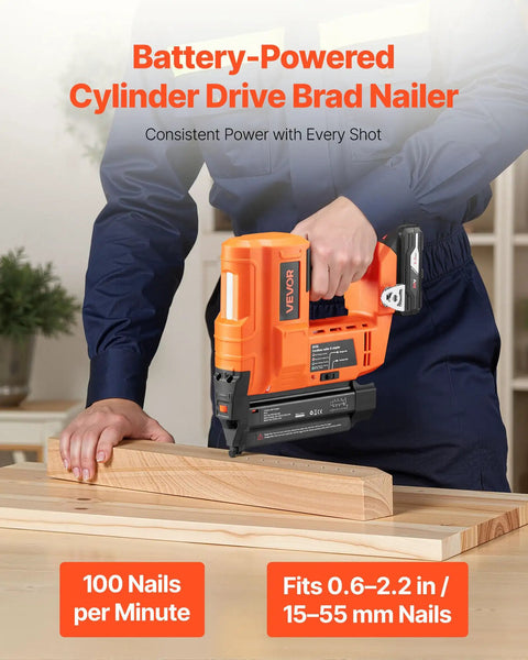 Smooth Shootin Cordless Brad Nailer 18 Gauge 20V Battery Powered Nail Gun With 2 0 Ah Li Ion Battery And Charger For No Fuss Setup Includes 500 Brad Nails Adjustable Depth For Woodworking Home Diy Crafts