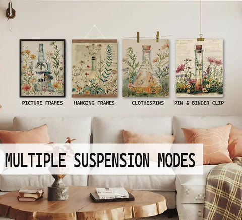 Living room with Essential Science Posters For The Classroom Set Of 4 8x10 Unframed Wall Art showcasing suspension modes.
