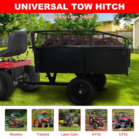 Dump Cart For Yard Work With 15 Cu Ft Steel Utility Trailer Removable Sides Foot Operated Dump And All Terrain Tires