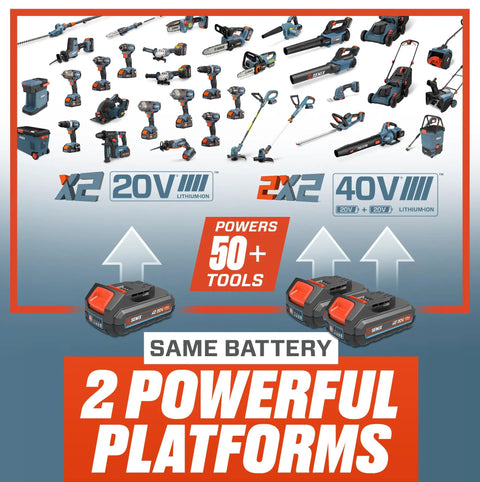 Cordless 20-Volt Max 1/2-Inch Hammer Drill Driver And 1/4-Inch Impact Driver Power Tool Combo, Includes images of rechargeable batteries and various power tools.