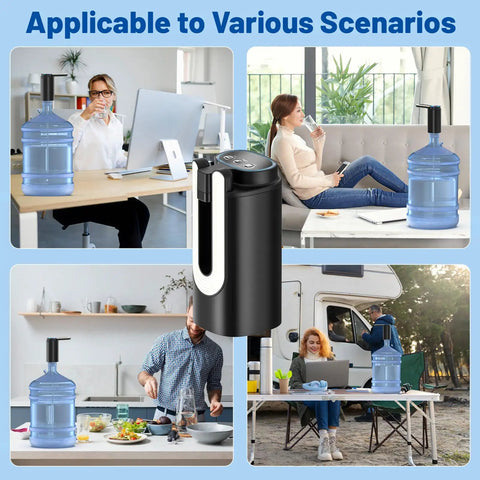 Portable USB Recharge Water Pump For 5 Gallon Bottles Electric Automatic Dispense For 2 To 5 Gallon Jugs in various use cases