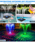 Solar Floating Pool Fountain With Lights 9.5 Inch Large Water Fountain With Anchor Kit For Above Ground And Inground Pools Six Light Show Modes And 44 Inch Night Spray Height Blue One Piece