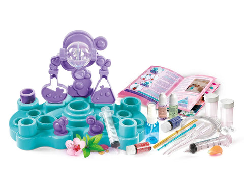 Perfume Lab Kit For Kids Ages Eight And Up With Cosmetic Chemistry Lab And Makeup Making Set For Girls Real Scent Experiments And Cream Formulation Fun STEM Toy, purple and teal