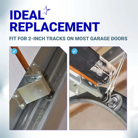 2-Pack 1.8 Inch Steel Garage Door Rollers With 7 Inch Stem, installed on standard 2 inch track doors, shown in action