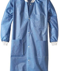 Extra Safe Disposable Lab Coat Knee Length In Ceil Blue 3XL With 3 Layer SMS Fabric Anti Static Coating Wrinkle Free