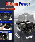 Beefy 212CC 4-Stroke Go Kart Engine With Electric Start 7.5 HP Horizontal Gas Power Plant for various applications, side view