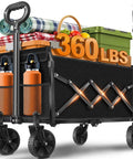 One Second Fold Collapsible Utility Wagon Cart With Wheels Portable 360 Pound Capacity Foldable Wagon loaded with items