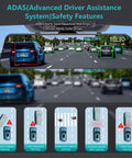 ADAS display on 12 Inch 4K Front And Rear Mirror Dash Cam With Crystal Clear Night Vision And Parking Monitor, App WiFi, GPS