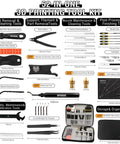 52 Piece 3D Printer Tools Kit For FDM And SLA Printers with scrapers, brushes, nozzles, deburring tool, storage case, and cutting mat