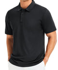 Men's Golf Polo Shirt Short Sleeve Quick Dry Moisture Wicking Collared Performance Polo For Athletic Training And Casual Wear Breathable Lightweight Black Large