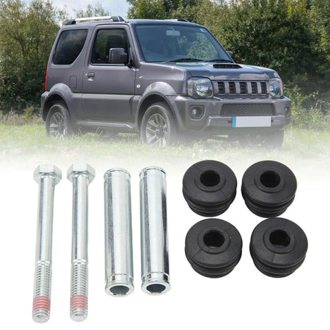 Premium Front Brake Caliper Slider Pins Guide Kit With Metal And Rubber Bushings For Suzuki Jimny 1998 To 2023, Fits Left And Right DIY Auto Repair Fix, 78mm pin, 8mm dia