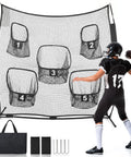 All In One 7x7 Football And Multi Sport Throwing Net With 5 Target Holes, Beast Mode Ready, athlete practicing throw