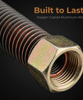 Close-up of 12mm Copper-Coated Exhaust Tube For Air Compressors, 3/4 Inch Line Kit showing threaded copper-coated aluminum alloy