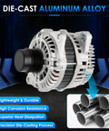 Replacement Car Alternator 11231N Fits Chrysler 200 Cirrus Sebring Avenger Caliber Jeep Compass Patriot 2.0L 2.4L Automotive Replacement Part With Durable Performance And Easy Install displayed in die-cast aluminum alloy and features such as lightweight and corrosion resistance.