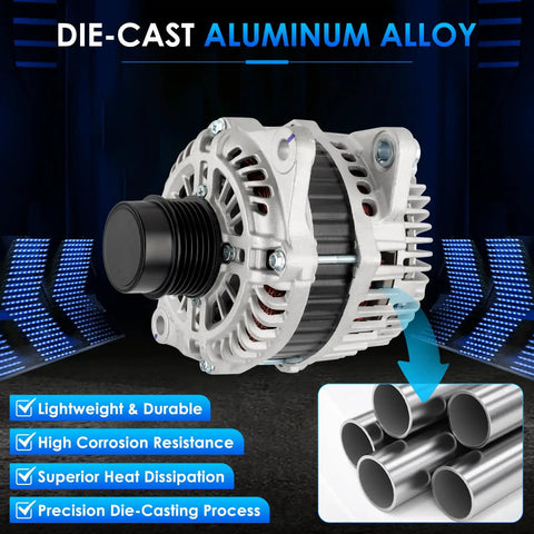 Replacement Car Alternator 11231N Fits Chrysler 200 Cirrus Sebring Avenger Caliber Jeep Compass Patriot 2.0L 2.4L Automotive Replacement Part With Durable Performance And Easy Install displayed in die-cast aluminum alloy and features such as lightweight and corrosion resistance.
