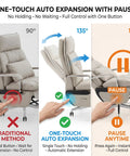 Dual Motor Executive Reclining Office Chair with Footrest and Massage showing one-touch auto expansion feature.