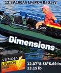 Man in boat with Beefy 12V 100Ah LiFePO4 Battery with Built In 100A BMS for RVs solar wind and home power use