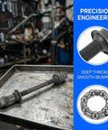 Beefy 180mm Mountain Bike Rear Axle With Titanium Alloy Shaft Hollow Hub And Ball Bearing Kit on workshop table