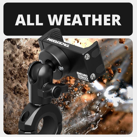 All Metal Motorcycle Phone Mount With 20MAXX Vibration Dampening Spring Cradle in rugged all-weather conditions