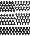 Straight Up Go To Tactical Fastener Kit Packing Rock Solid Chicago Screws In Assorted 144 Piece Set showing black screws and rubber washers.