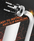 Two Pack 36 Inch White Shower Grab Bars With Anti Slip Knurled Grip Sturdy Stainless Steel Wall Mount viewed in close-up