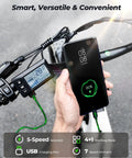 Beast 1500W Peak Electric Mountain Bike For Adults With Hydraulic Brakes, 28 MPH Top Speed, 75 To 105 Mile Range With 48V 13Ah Or 18Ah Battery, 28 Inch Step Through Full Suspension Electric Dirt Bike handlebar display and USB charging port