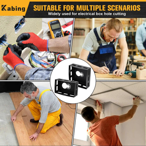 Heavy-Duty Square Slot Drywall Outlet Cutter Upgrade Compatible With DeWalt 20V Power Tools And Milwaukee M18 Batteries in work scenarios.