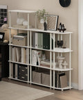 Turn N Tube Toolless 5 Tier Open Storage Shelf No Tools Needed Easy Assembly Bookcase For Living Room Home Office Bedroom White Finish Open Back Display For Books Decor And Office Supplies in white, styled with books and decor