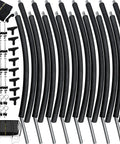 Kick Your Backyard Fun Up A Notch With This Knockout Replacement Kit Featuring Eight Curved Trampoline Poles And Hella Tough Safety Enclosure Net For Rock Solid Storm Defense, showing black curved poles and hardware.