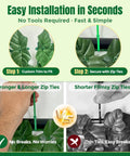 Easy installation steps for Artificial Ivy Privacy Fence Screen 120 By 40 Inches, showing strong green zip ties versus flimsy ones.