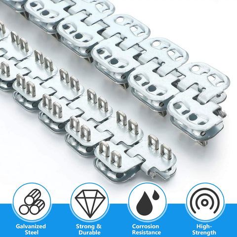 Heavy Duty Conveyor Belt Clipper Lacing Kit, 12 Inch Length, Includes 2 Pairs Zinc Plated Carbon Steel Fasteners With Hinge Pin For Light Industrial Belts, 1.5 To 3 mm Belt Thickness