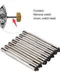 7 Piece Watch Crown Winder Tool Set 3.0 To 7.0mm Easy Mechanical Winding showing tools and function diagram