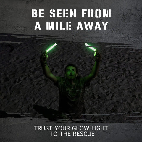 Industrial Grade 6 Inch Ultra Bright Glow Sticks Green Emergency Light Sticks With 12 Hour Run Time held by man at night