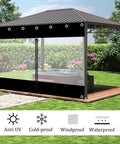 Slick Heavy Duty Clear Pvc Tarp Curtains With Zipper Side, Waterproof Panels For Gazebo Pergola, 11 X 8 Ft Rig with grommets installed.