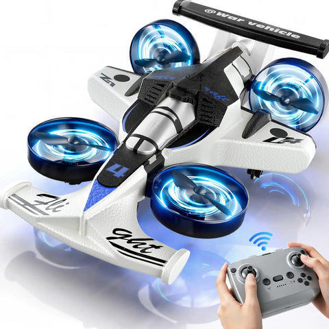 Totally 2 In 1 Remote Control RC Plane And Car That Lets You Ride And Fly Foam Indoor Outdoor Racer With blue LED lights and remote