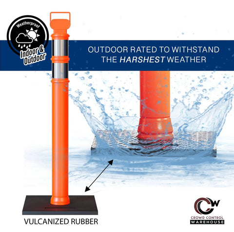 Rock Solid 45 Inch Delineator Posts 2 Pack With Heavy Rubber Base For Traffic Control And Parking Zones Featuring A Molded Handle For No Sweat Hauling Around Any Yard Or Street Spot In Bold Black in water