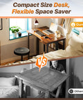 Foldable Computer Desk With Storage Shelf For Small Spaces Space Saving Sofa Table Beside The Couch Easy To Fold Rustic Brown Finish Great For Home Office And Writing Tasks On The Sofa showing compact use in bedroom setup